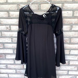 Black chiffon with lace accent dressy dress